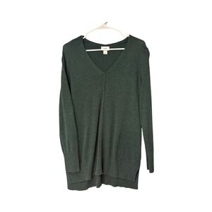 Old Navy V Neck Tunic Sweater Heathered Green Long Sleeve Size Large